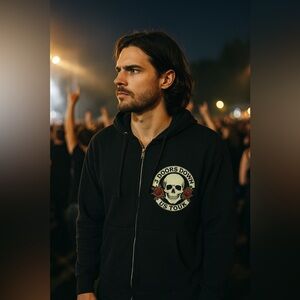 3 Doors Down US Tour Hoodie Men’s L Black Skull Roses Zip Up Sweatshirt